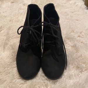 Black bootie wedges